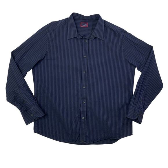 Untuckit Shirt Mens XL Black Deep Purple Cotton Striped Button Up Long Sleeve - Picture 1 of 11
